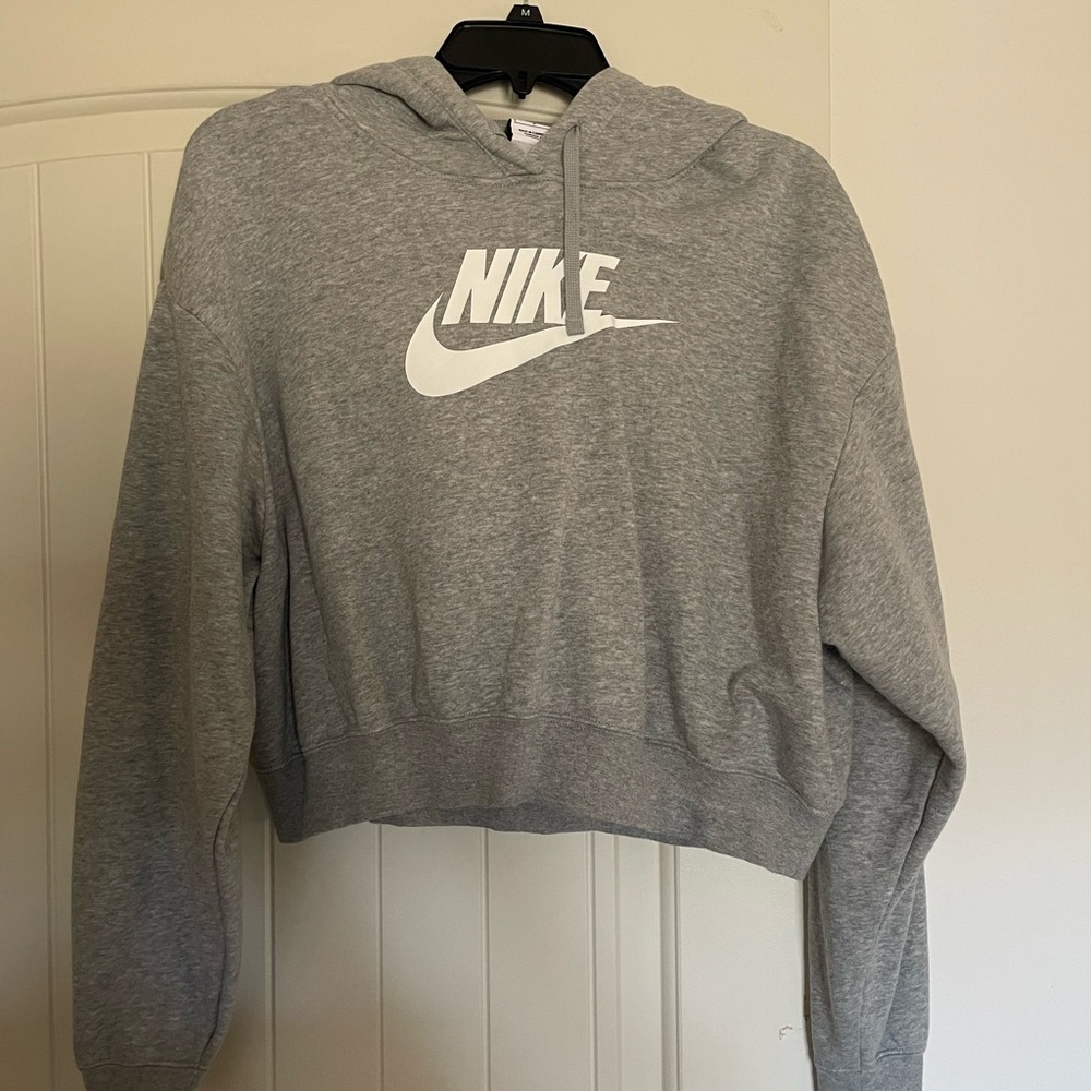 Nike Women's Heather Gray Cropped Hoodie
